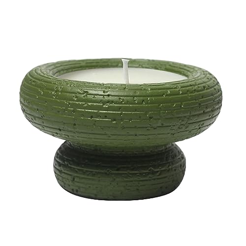 2 x einfache und kreative Zement-Cup-Aromatherapie-Kerzen, rauchfrei, romantischer Duft, olivgrün, nur Tassen (leere Tassen) von ESTINTENG