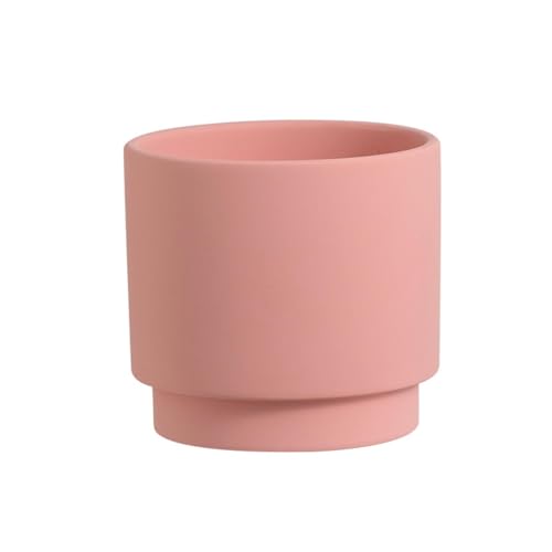 ESTINTENG Nordic Style Bunte Keramik Perforierte Blumentopf Sukkulente Grünpflanze Gerade Rohr Topfpflanze Korallenpulver 16 * 16 * 15,5 cm von ESTINTENG