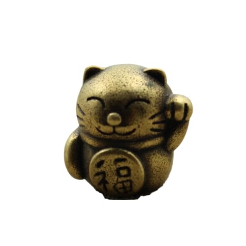 ESTINTENG Retro Vintage Messing verheißungsvolle Katze Ornamente, Büro Desktop Dekoration und Dekoration Caicai Katze von ESTINTENG