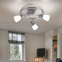 Deckenleuchte 3 Flammig Spotrondell schwenkbar Deckenlampe Glasschirme, Chrom Stahl, 3x E14 led 3W 320Lm warmweiß, d 38 cm von ESTO