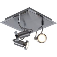 Esto - Deckenstrahler schwenkbar led Deckenleuchte Spots silber Chrom eckig Deckenlampe 3-flammig zum verstellen, Chrom, Stahl gebürstet, 3x 3W 3x von ESTO