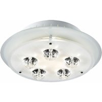 Esto - Deckenlampe Deckenleuchte Wohnzimmerleuchte Schlafzimmerlampe Kristallleuchte, Metall lackiert weiß Kristalle klar. d 33cm von ESTO