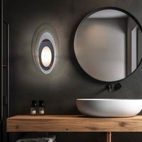 LED Wandleuchte Wandlampe oval Flurleuchte Wohnzimmerleuchte, Glas Aluminium silber, 5W 390lm 3000K, BxHxT 16x28x5,5 cm von ESTO