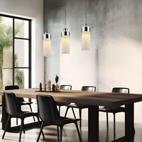 Pendelleuchte Hängeleuchte Esszimmerlampe Pendellampe Wohnzimmer, 3 flammig, Chrom silber Glas, 3x led 5W 450Lm 3000K, DxH 65x130 cm von ESTO