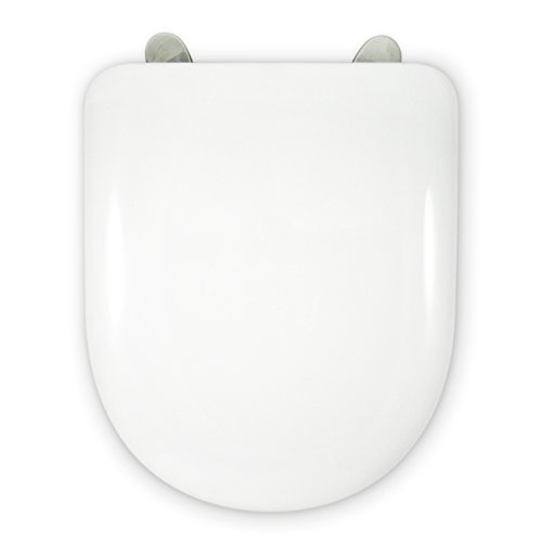 WC-Sitz in D-/U-Form | verstellbar & abnehmbar | Spezialscharnier aus Edelstahl | Einfache Montage & Reinigung | Robust | weiß | 43 x 36 x 5 cm | Universell kompatibel. von ESTOLI