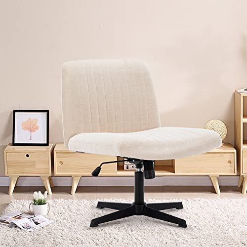 ESTRUCO Criss Cross Chair Legged Office Wide Comfy Desk Seat No Wheels Armless Computer Task Chair Swivel Vanity Chair,Height Adjustable von ESTRUCO