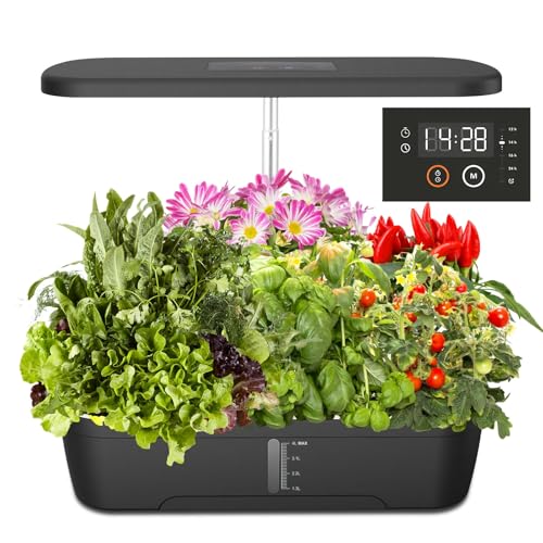 Hydroponisches Pflanzsystem, Smart Garden 12 Indoor-Kräutergarten mit LED-Anzeige, Hydrokultursystem mit automatischem Timer, 4 Beleuchtungsmodi plus 1 Schlafmodus, höhenverstellbar für Haus und Küche von ESTTO