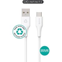 eSTUFF INFINITE USB-C auf USB-A Kabel 1m Weiß. Recycelt. Superweich., ES605170 von ESTUFF
