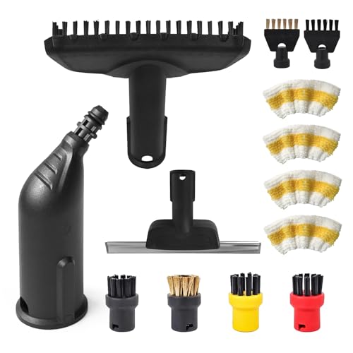13 Stück Zubehör für Kärcher Dampfreiniger SC1 SC2 SC3 SC4 SC5, Handdüse Ersatzteile 2.884-280.0, Rundbürste, Fugenbürsten, Fensterabzieher, Mikrofaser-Tuch, Zubehör für Kärcher Dampfreiniger von ESTVIIG