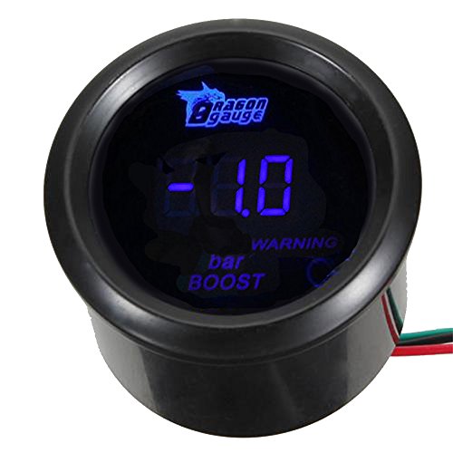 E Support™ 2" 52mm Blau LED-Lichtleiste Anzeige Digital Bar Turbodruck Auto Instrument Schwarz von ESUPPORT