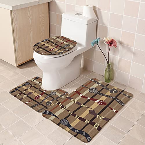 ESVET Schaum Badezimmerteppich Badteppich Duschvorleger,Wildlife Prähistorische Funky Snakes Traditional Oriental Arrangement,Teppich Badvorleger Fussmatte rutschfeste Matte für Badezimmer Toilett WC von ESVET
