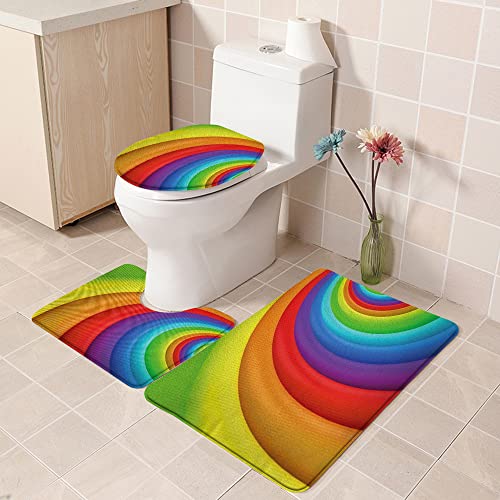 schaum Badezimmerteppich Badteppich Duschvorleger,Regenbogen Regenbogenfarbene Halbkreise werden immer größer und größer Persp,Teppich Badvorleger Fussmatte rutschfeste Matte für Badezimmer Toilett WC von ESVET