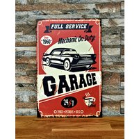 Garage Vintage Retro Poster, Holz Open 24/7, Full Service, Auto Poster von ESVINTAGECo