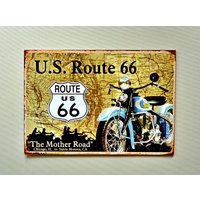 U.s. Route 66 Vintage Poster | Motorrad Holzposter The Mother Road von ESVINTAGECo