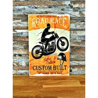 Vintage Poster, Straßenrennen, Holz Retro Custom Built von ESVINTAGECo