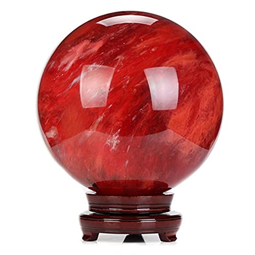 ESYEM Kristallkugel Kristall Originalstein Kristallkugel (9cm-10cm, Rot, Mystisch, Klassisch, Dekorative Skulptur) von ESYEM