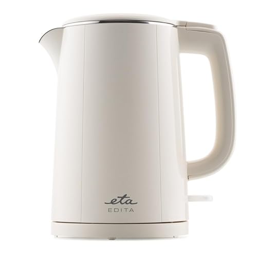 ETA Doppelwandiger Wasserkocher EDITA I 2.200 W I 1,5 l I LED-Anzeige I KEEP WARM Funktion I STRIX-Mittelanschluss I Innenliegende Wasserstandsanzeige I Elefenbein von ETA