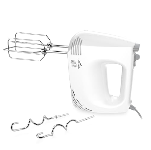 ETA Handmixer Noar II mit 5 Geschwindigkeiten & Pulsschalter I 300 W I inkl. Knethaken & Schneebesen I Kompakter Handrührer für Teig, Sahne & Eiweiß I Netzbetrieb von ETA