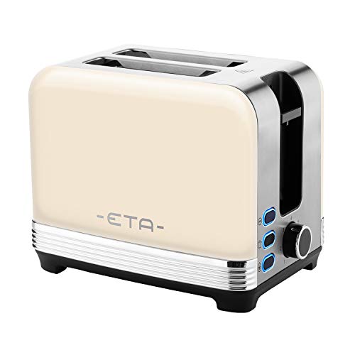 ETA Toaster im Retro Ganzmetall-Design STORIO - 980W, für 2 Scheiben, Brötchenaufsatz, Beige von ETA