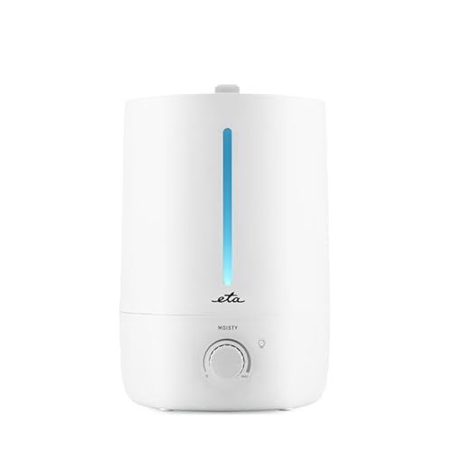 ETA Ultraschall-Luftbefeuchter I Moisty I 25 W I Befeuchtung/Leistung max. 300ml/h I Räume bis 40 m³ I Volumen 5 l I Ionisation I Aromatherapie I Hintergrundbeleuchtung I bis zu 30 St. Dauerbetrieb von ETA