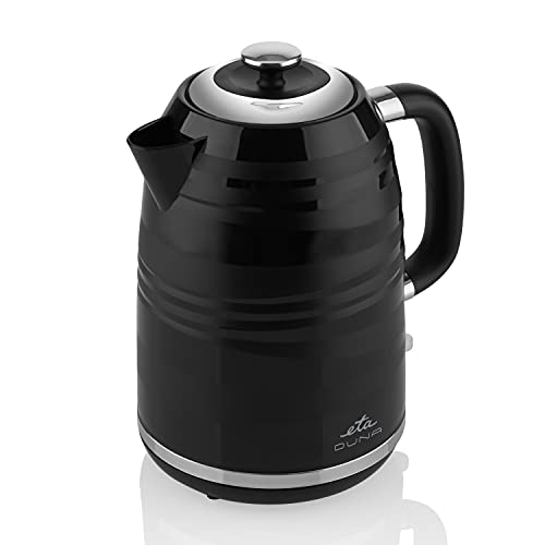 ETA Wasserkocher Duna I 1.7 Liter I 2200W I Teekocher I Lichtsignal für Betrieb I doppeltes Sicherheitssystem I automatische Abschaltung I Schwarz von ETA