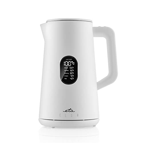 ETA Wasserkocher Elsa mit Temperatureinstellung- 1,5l, 1800W, LED-Display, 40-100°C, Warmhaltefunktion, Weiß von ETA