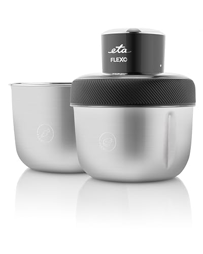 ETA Zerkleinerer I Flexo I Universalzerkleinerer I Elektrisch I 350 W I Vierarmiges Messer aus Edelstahl I 2 Edelstahlbehälter (800 ml a 1500 ml) I hackt, zerkleinert, mixt von ETA