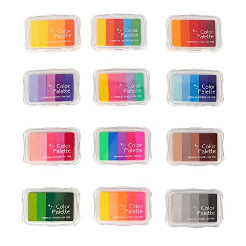Craft Tintenstempel Pads Set Gradient Multi -Funktion Waschbares Briefmarkenpolster für Fingerzeichnung Ausstellung Stoff 12 Stcs von ETAINGYEUN