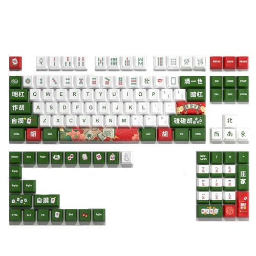 Mahjong Themed 125 Key Keycap with Original Height Heat Syublimated Enhances Typing for Mechanical Keyboards Keycaps von ETAWDE