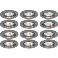 Etc-shop - 12er Set Einbau Lampen Gäste Zimmer Strahler Spots alu Leuchte verstellbar rund von ETC-SHOP