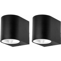 2er Set Außen Wand Leuchten schwarz Haus Tür Alu Strahler GU10 Veranda Down Lampen von ETC-SHOP