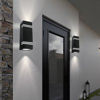 Etc-shop - 2er Set Außen Wand Strahler Edelstahl Leuchten Grundstück Hof im Set inklusive led Leuchtmittel von ETC-SHOP
