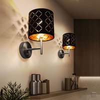 2er Set Design led Wand Leuchten Textil Strahler Lampen schwarz gold Wohn Schlaf Zimmer Beleuchtung 2er Set Design led Wand Leuchten Textil Strahler Lampen schwarz gold Wohn Schlaf Zimmer Beleuchtung von ETC-SHOP