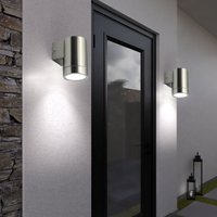 2er Set Fassaden Außen Lampen rund Edelstahl Down Wand Leuchten Veranda Spot Strahler silber 1-flg von ETC-SHOP