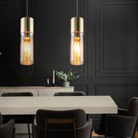 2er Set Hänge Design Decken Lampe Wohn Ess Zimmer Glas Pendel Leuchte Messing 2er Set Hänge Design Decken Lampe Wohn Ess Zimmer Glas Pendel Leuchte Messing von ETC-SHOP