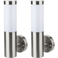 2er Set LED Außen Wand Leuchten Edelstahl Fassaden Strahler Garten Beleuchtung Terrassen Lampen von ETC-SHOP