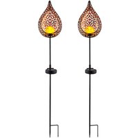 2er Set LED Solar Außen Lampe Flammen Optik Glas Kugel Steck Strahler gold Garten Erdspieß Lampen 2er Set LED Solar Außen Lampe Flammen Optik Glas Kugel Steck Strahler gold Garten Erdspieß Lampen von ETC-SHOP