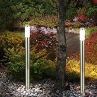 Etc-shop - 2er Set Steh Lampe Garten Park Strahler Stand Leuchte Edelstahl im Set inklusive led Leuchtmittel von ETC-SHOP