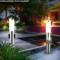Etc-shop - 2er Set Steh Leuchten Edelstahl Park Garten Strahler IP44 2x Steckdose im Set inklusive led Leuchtmittel Etc-shop - 2er Set Steh Leuchten Edelstahl Park Garten Strahler IP44 2x Steckdose im Set inklusive led Leuchtmittel von ETC-SHOP