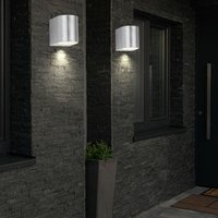 Etc-shop - 2er Set led Außen Wand Lampe alu Garten Beleuchtung Fassaden Terrassen Down Strahler gebürstet von ETC-SHOP