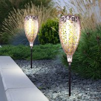 2er Set led Solar Außen Steck Leuchten Hof Erdspieß Deko Terrassen Lampen gold 2er Set led Solar Außen Steck Leuchten Hof Erdspieß Deko Terrassen Lampen gold von ETC-SHOP