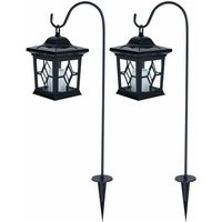 Solarleuchte Erdspieß Solarlaterne led Kerze Steckleuchte Laterne schwarz, Stahl, led 0,06W, LxBxH 21x14,3x69 cm, 2er Set Solarleuchte Erdspieß Solarlaterne led Kerze Steckleuchte Laterne schwarz, Stahl, led 0,06W, LxBxH 21x14,3x69 cm, 2er Set von ETC-SHOP