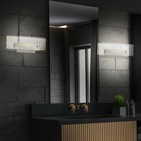 Wandleuchte Chrom Schlafzimmer Wohnzimmerleuchte led Wandlampe Modern, mit Schalter, Acryl klar, 2x 3W 300lm warmweiß, LxBxH 26x11x5,5 cm, 2er Set von ETC-SHOP