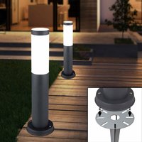 2x Außen Steh Leuchten Garten Steck Strahler Edelstahl Hof Weg Beleuchtung Erdspieß Sockel Lampen anthrazit von ETC-SHOP