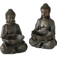 Etc-shop - 2x Buddha Figuren Asia Design Wohn Ess Zimmer Dekoration Kunstharz Statuen braun von ETC-SHOP