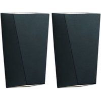 2x led Außen Wand Leuchte Edelstahl alu Up Down Garten Balkon Lampe schwarz von ETC-SHOP