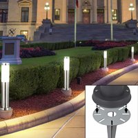 4er Set Außen Steck Steh Lampen silber edelstahl Garten Weg Beleuchtung Erdspieß Sockel Leuchten von ETC-SHOP
