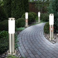 4er Set Außen Stehleuchten Säulen mit Bewegungsmelder Edelstahl Standleuchte Stehlampe, 1x E27 led 1055 Lumen warmweiß, Garten Außenbereich von ETC-SHOP