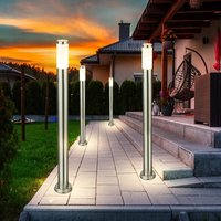 4er Set Design Außen Beleuchtungen IP44 Steh Lampen Edelstahl Stand Leuchten Strahler E27 von ETC-SHOP