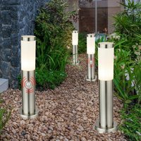 4er Set Steh Leuchten Außen Weg Beleuchtungen Edelstahl Stand Lampen Bewegungsmelder IP44 E27 von ETC-SHOP